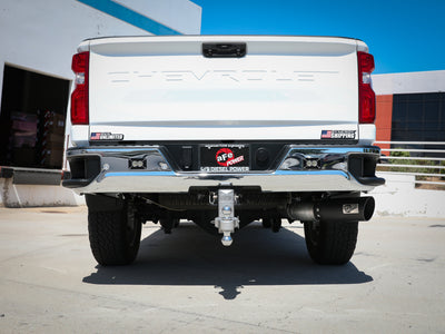 aFe Large Bore-HD 5 IN 409 SS DPF-Back Exhaust System w/Black Tip 20-21 GM Truck V8-6.6L-DPF Back-Deviate Dezigns (DV8DZ9)