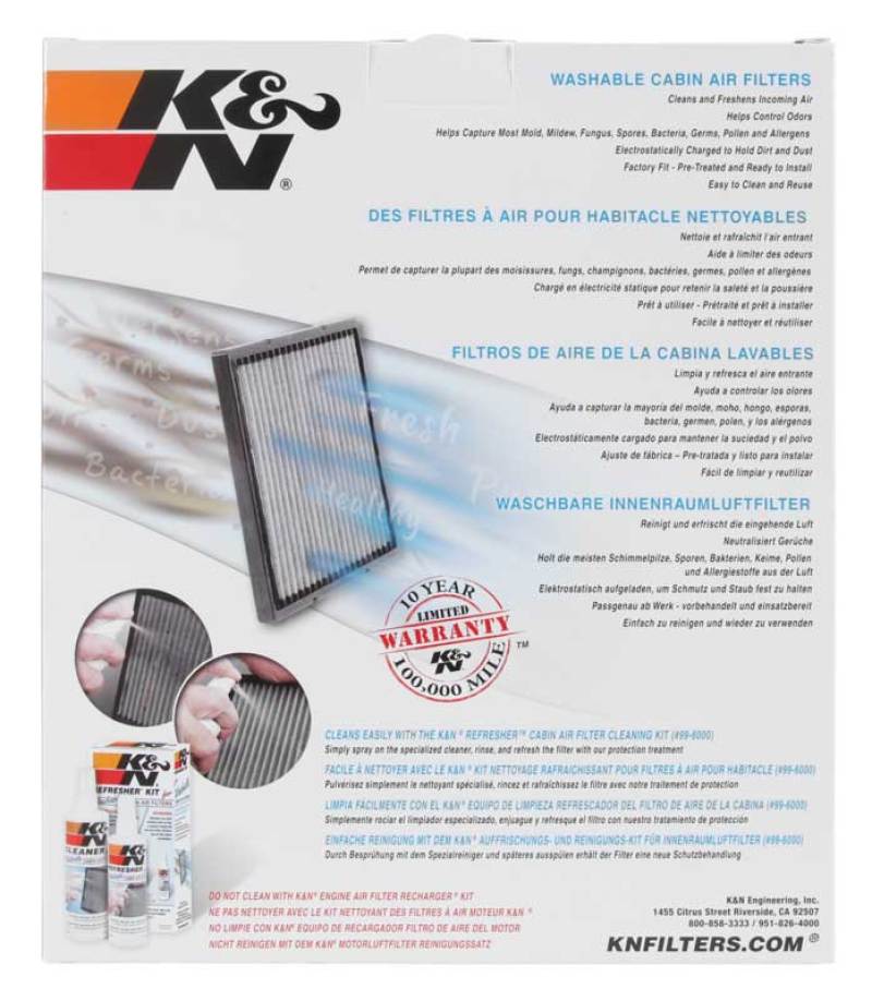 K&N 08-20 Dodge Grand Caravan 3.6L Cabin Air Filter-Cabin Air Filters-Deviate Dezigns (DV8DZ9)