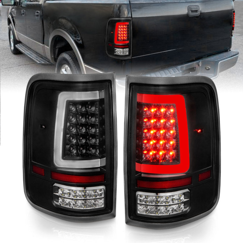 ANZO 2004-2006 Ford F-150 LED Tail Lights w/ Light Bar Black Housing Clear Lens-Tail Lights-Deviate Dezigns (DV8DZ9)