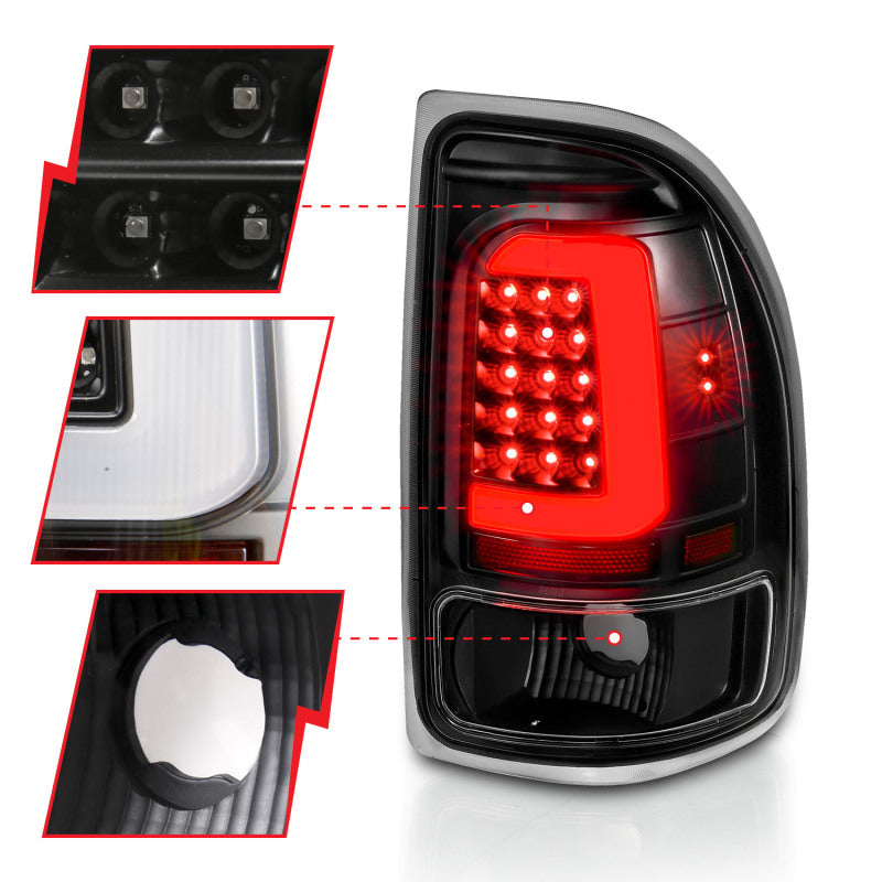 ANZO 1997-2004 Dodge Dakota LED Taillights Black Housing Clear Lens Pair-Tail Lights-Deviate Dezigns (DV8DZ9)