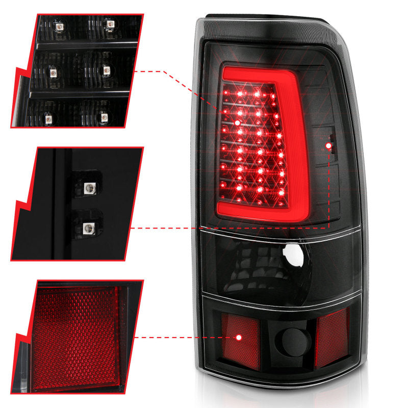 ANZO 2003-2006 Chevy Silverado 1500 LED Taillights Plank Style Black w/Clear Lens-Tail Lights-Deviate Dezigns (DV8DZ9)