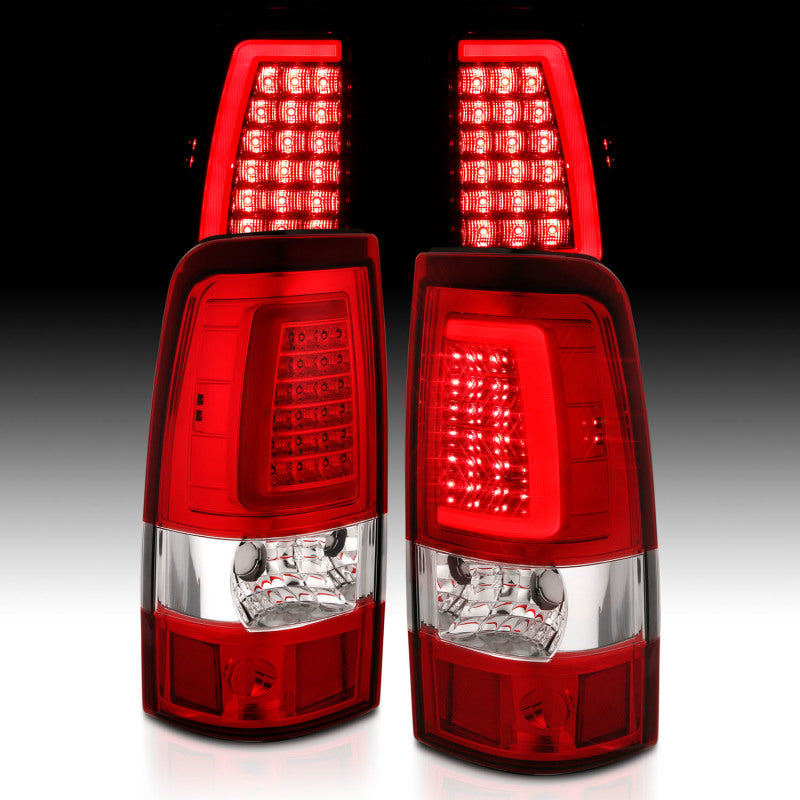 ANZO 2003-2006 Chevy Silverado 1500 LED Taillights Plank Style Chrome With Red/Clear Lens-Tail Lights-Deviate Dezigns (DV8DZ9)