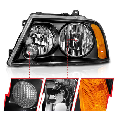 ANZO 2003-2006 Lincoln Navigator Crystal Headlights Black-Headlights-Deviate Dezigns (DV8DZ9)