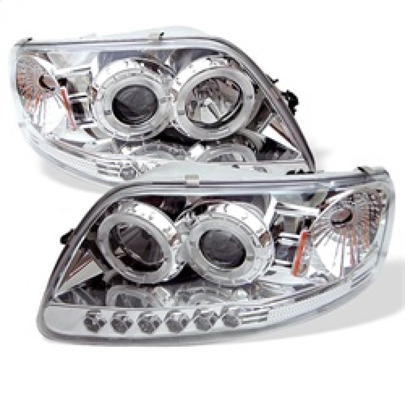 Spyder Ford F150 97-0 Projector - LED Halo Amber Reflctr LED Chome PRO-YD-FF15097-1P-AM-C-Headlights-Deviate Dezigns (DV8DZ9)
