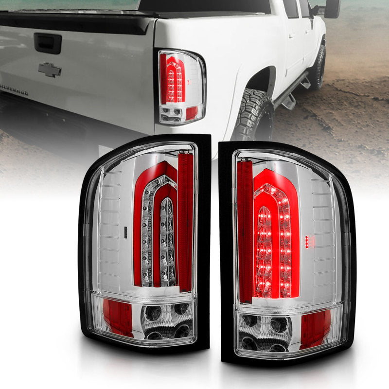 ANZO 2007-2013 Chevrolet Silverado 1500 LED Taillights Chrome-Tail Lights-Deviate Dezigns (DV8DZ9)