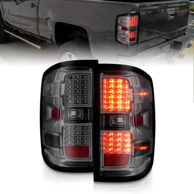 ANZO 15-19 Chevy Silverado 2500HD/3500HD (Factory Halogen Only) LED Tail Lights Smoke w/Clear Lens-Tail Lights-Deviate Dezigns (DV8DZ9)