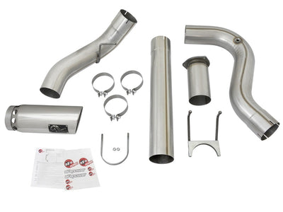 aFe ATLAS 5in DPF-Back Alum Steel Exhaust System w/Polished Tip 2017 Ford Diesel Trucks V8-6.7L (td)-DPF Back-Deviate Dezigns (DV8DZ9)