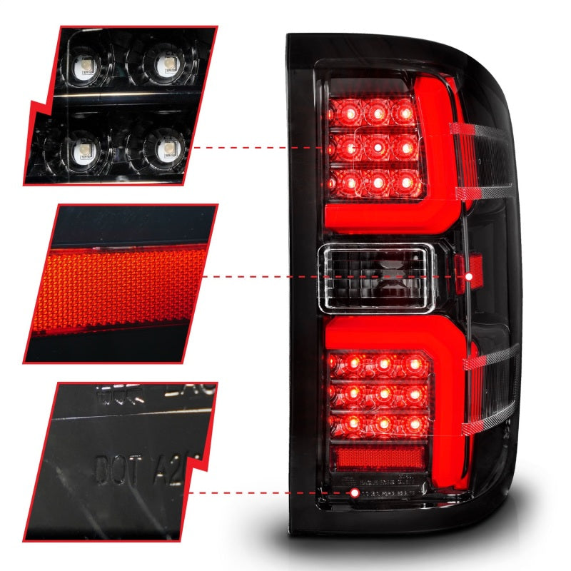 ANZO 15-19 Chevrolet Silverado 2500 HD/3500 HD LED Taillight w/ Sequential Black Housing/Clear Lens-Tail Lights-Deviate Dezigns (DV8DZ9)