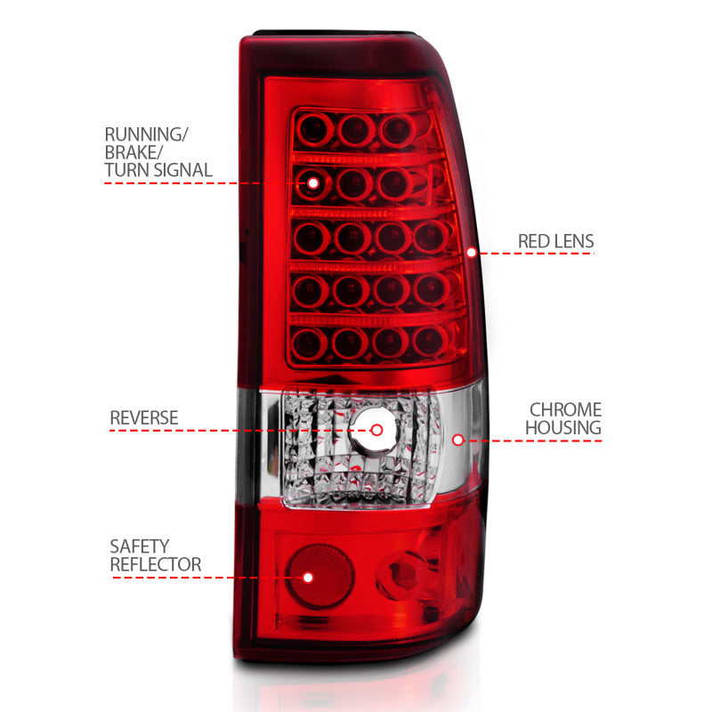 ANZO 2003-2006 Chevrolet Silverado 1500 LED Taillights Red/Clear-Tail Lights-Deviate Dezigns (DV8DZ9)