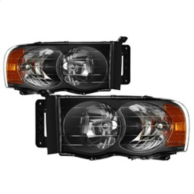 Xtune Dodge Ram 1500 02-05 Amber Crystal Headlights Black HD-JH-DR02-AM-BK-Headlights-Deviate Dezigns (DV8DZ9)