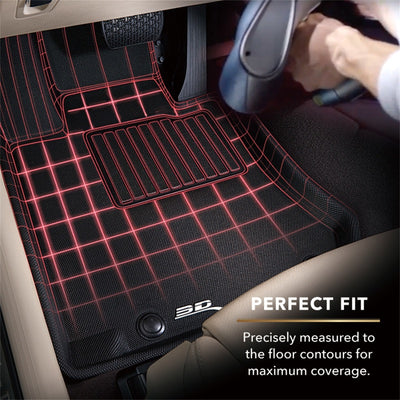 3D MAXpider 2014-2020 Chevrolet Silverado Double Cab/Crew Cab Kagu 1st Row Floormat - Black-Floor Mats - Rubber-Deviate Dezigns (DV8DZ9)