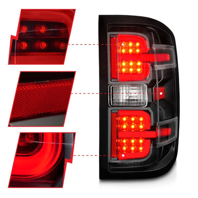 ANZO 15-19 Chevy Silverado 2500HD/3500HD (Halgn Only) LED Tail Lights w/Black Light Bar & Clear Lens-Tail Lights-Deviate Dezigns (DV8DZ9)