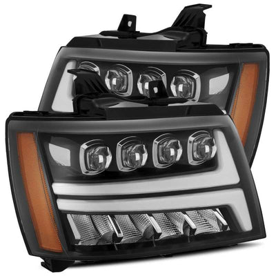 AlphaRex 07-13 Chevy Avalanche NOVA LED Proj Headlights Plank Style Gloss Black w/Activ Light/DRL-Headlights-Deviate Dezigns (DV8DZ9)