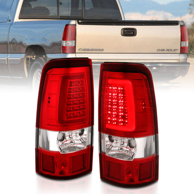 ANZO 2003-2006 Chevy Silverado 1500 LED Taillights Plank Style Chrome With Red/Clear Lens-Tail Lights-Deviate Dezigns (DV8DZ9)