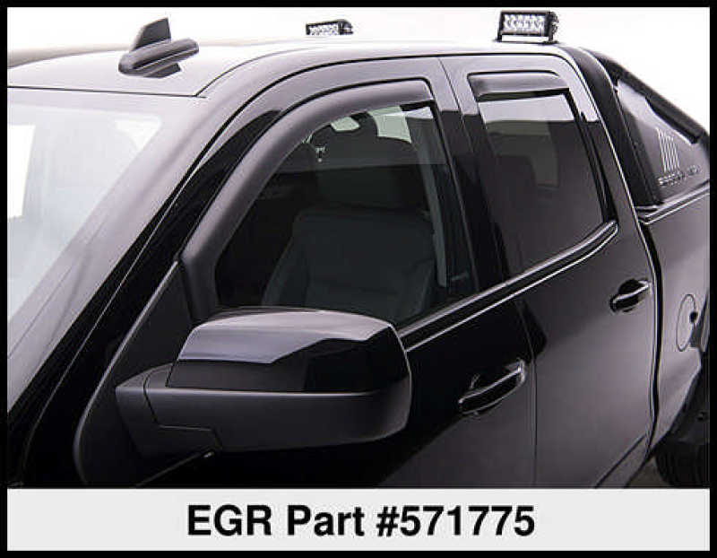 EGR 14+ Chev Silverado/GMC Sierra Crw Cab In-Channel Window Visors - Set of 4 - Matte (571775)-Wind Deflectors-Deviate Dezigns (DV8DZ9)