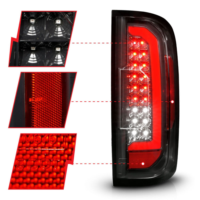 ANZO - 2015-2021 GMC CANYON FULL LED TAILLIGHTS BLACK HOUSING CLEAR LENS-Tail Lights-Deviate Dezigns (DV8DZ9)