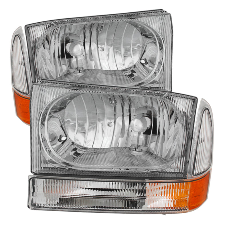 Xtune Ford F250/350/450 Superduty 99-04 Crystal Headlights w/ Bumper Lights HD-JH-FF25099-AM-C-Headlights-Deviate Dezigns (DV8DZ9)