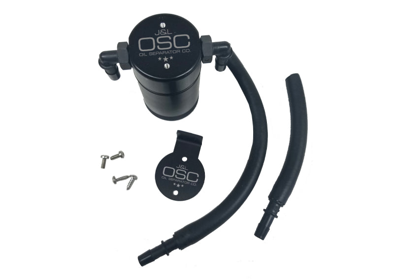 J&L 99-04 Ford Lightning Passenger Side Oil Separator 3.0 - Black Anodized-Oil Separators-Deviate Dezigns (DV8DZ9)