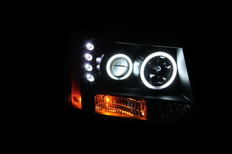 ANZO 2007-2013 Chevrolet Avalanche Projector Headlights w/ Halo Black (CCFL)-Headlights-Deviate Dezigns (DV8DZ9)