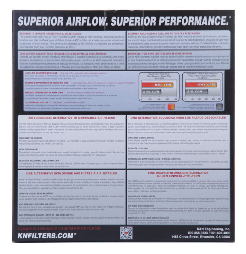 K&N Replacement Air Filter AMC-JEEP,CHRYLSLER,DODGE,PLY., 1964-01-Air Filters - Drop In-Deviate Dezigns (DV8DZ9)