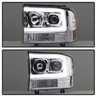 Spyder 99-04 Ford F-250 Super Duty Light Bar Projector Headlights - Chrome (PRO-YD-FF25099V2-LB-C)-Headlights-Deviate Dezigns (DV8DZ9)