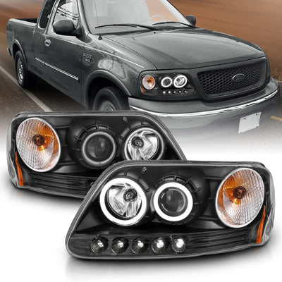 ANZO 1997-2003 Ford F-150 Projector Headlights w/ Halo Black (CCFL)-Headlights-Deviate Dezigns (DV8DZ9)