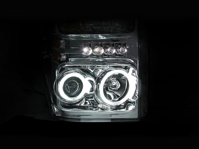 ANZO 2008-2010 Ford F-250 Projector Headlights w/ Halo Chrome (CCFL)-Headlights-Deviate Dezigns (DV8DZ9)