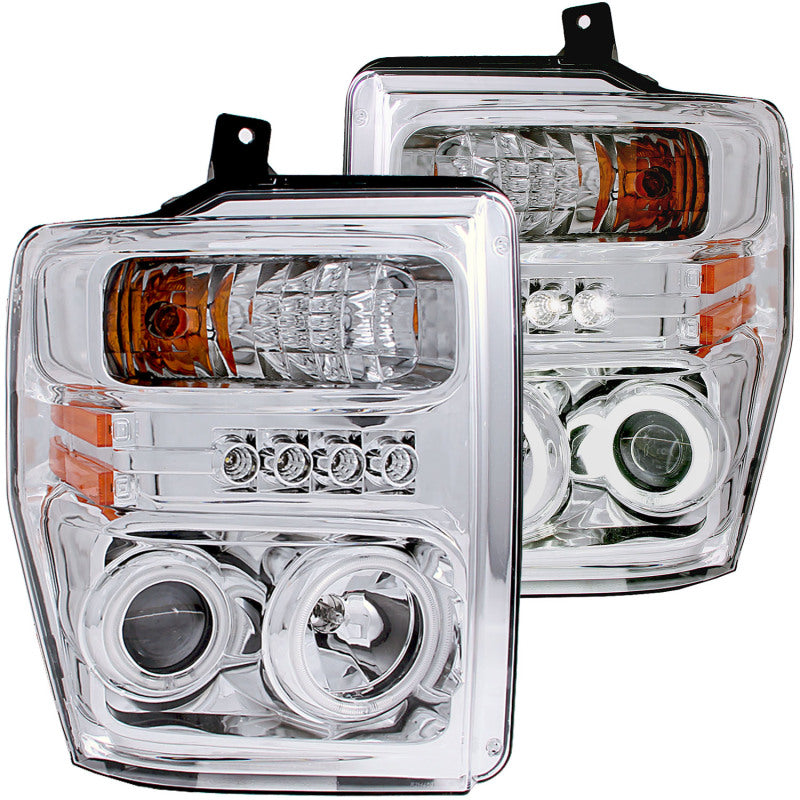 ANZO 2008-2010 Ford F-250 Projector Headlights w/ Halo Chrome (CCFL)-Headlights-Deviate Dezigns (DV8DZ9)