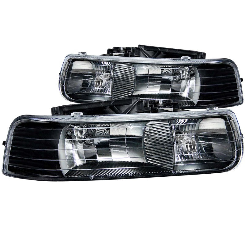 ANZO 1999-2002 Chevrolet Silverado 1500 Crystal Headlights Black-Headlights-Deviate Dezigns (DV8DZ9)