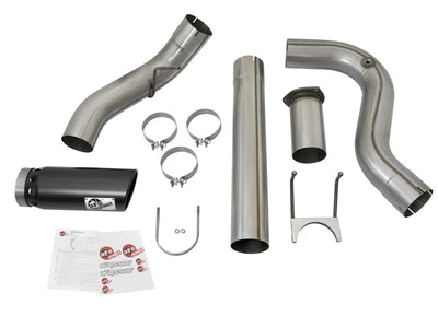 aFe Large Bore-HD 5in DPF Back 409 SS Exhaust System w/Black Tip 2017 Ford Diesel Trucks V8 6.7L(td)-DPF Back-Deviate Dezigns (DV8DZ9)