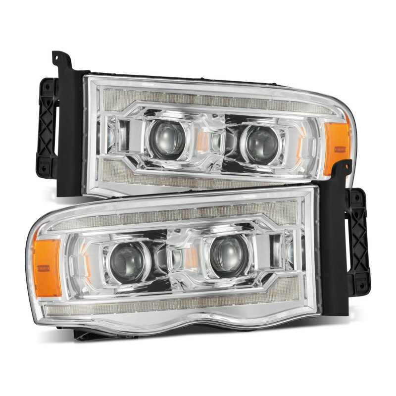 AlphaRex 02-05 Dodge Ram 1500 LUXX LED Proj Headlights Plank Style Chrome w/Activ Light/Seq Signal-Headlights-Deviate Dezigns (DV8DZ9)