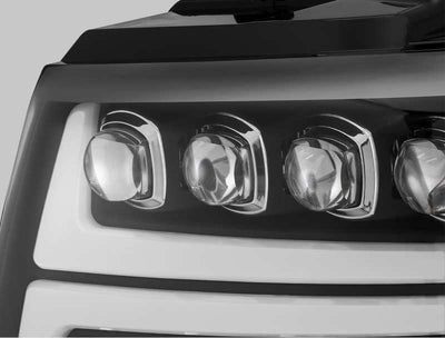 AlphaRex 07-13 Chevy Avalanche NOVA LED Proj Headlights Plank Style Matte Black w/Activ Light/DRL-Headlights-Deviate Dezigns (DV8DZ9)