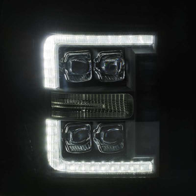 AlphaRex 11-16 Ford F-350 SD NOVA LED Proj Headlights Plank Style Chrm w/Activ Light/Seq Signal-Headlights-Deviate Dezigns (DV8DZ9)