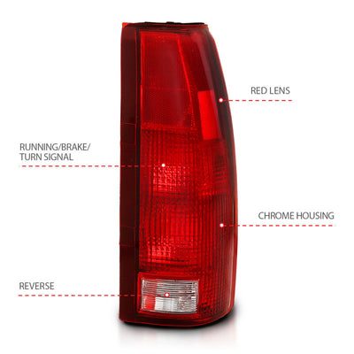 ANZO 1988-1999 Chevy C1500 Taillight Red/Clear Lens (OE Replacement)-Tail Lights-Deviate Dezigns (DV8DZ9)