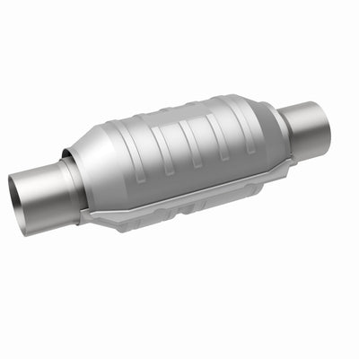 MagnaFlow Conv Univ 2.25in Inlet/Outlet Center/Center Round 9in Body L x 5.125in W x 13in Overall L-Catalytic Converter Universal-Deviate Dezigns (DV8DZ9)