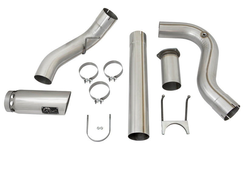 aFe LARGE BORE HD 5in 409-SS DPF-Back Exhaust w/Polished Tip 2017 Ford Diesel Trucks V8 6.7L (td)-DPF Back-Deviate Dezigns (DV8DZ9)