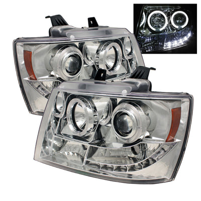 Spyder Chevy Suburban 1500 Projector Headlights LED Halo LED Chrome PRO-YD-CSUB07-HL-C-Headlights-Deviate Dezigns (DV8DZ9)