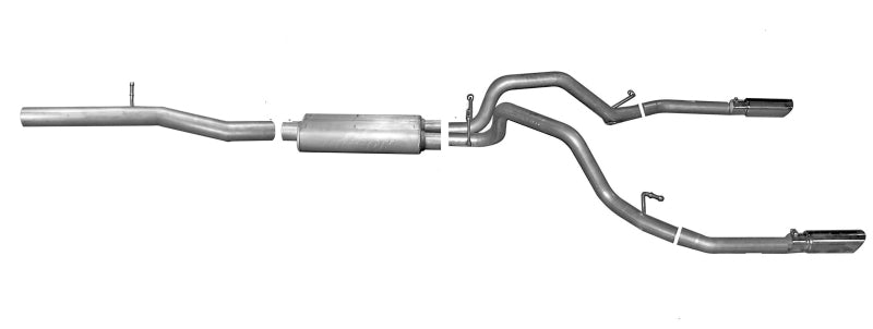 Gibson 15-18 Chevrolet Silverado 1500 LS 5.3L 3in/2.25in Cat-Back Dual Split Exhaust - Aluminized-Catback-Deviate Dezigns (DV8DZ9)