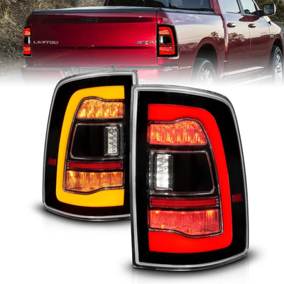 ANZO 09-18 Dodge Ram 1500 Sequential LED Taillights Black w/Switchback Amber Signal-Tail Lights-Deviate Dezigns (DV8DZ9)