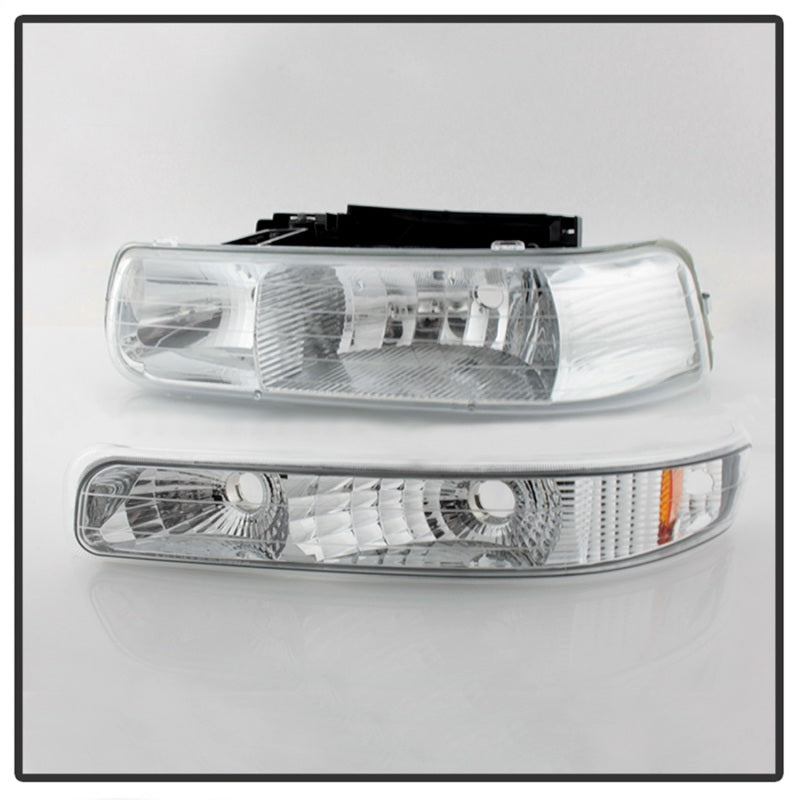 Xtune Chevy TahOE 00-06 Amber Crystal Headlights w/ Bumper Lights Chrome HD-JH-CSIL99-SET-AM-C-Headlights-Deviate Dezigns (DV8DZ9)