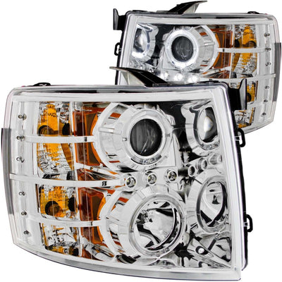 ANZO 2007-2013 Chevrolet Silverado 1500 Projector Headlights w/ Halo Chrome-Headlights-Deviate Dezigns (DV8DZ9)