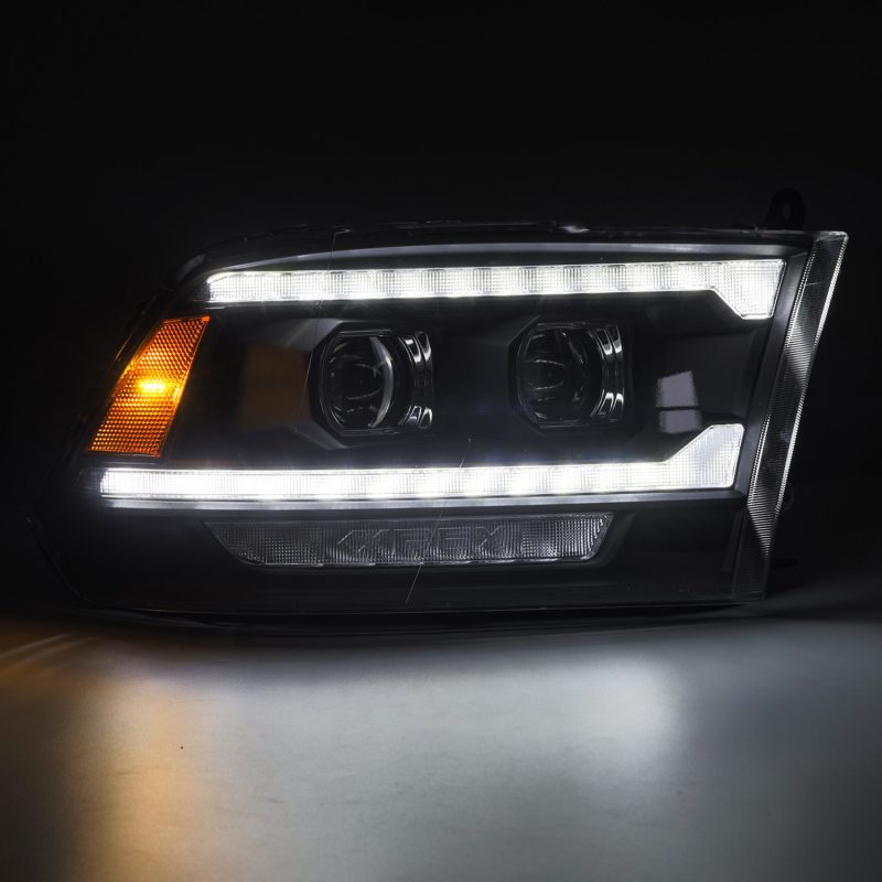 AlphaRex 09-18 Dodge Ram 2500 LUXX LED Proj Headlights Plank Style Blk w/Activ Light/Seq Signal/DRL-Headlights-Deviate Dezigns (DV8DZ9)