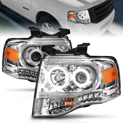 ANZO 2007-2014 Ford Expedition Projector Headlights Chrome-Headlights-Deviate Dezigns (DV8DZ9)