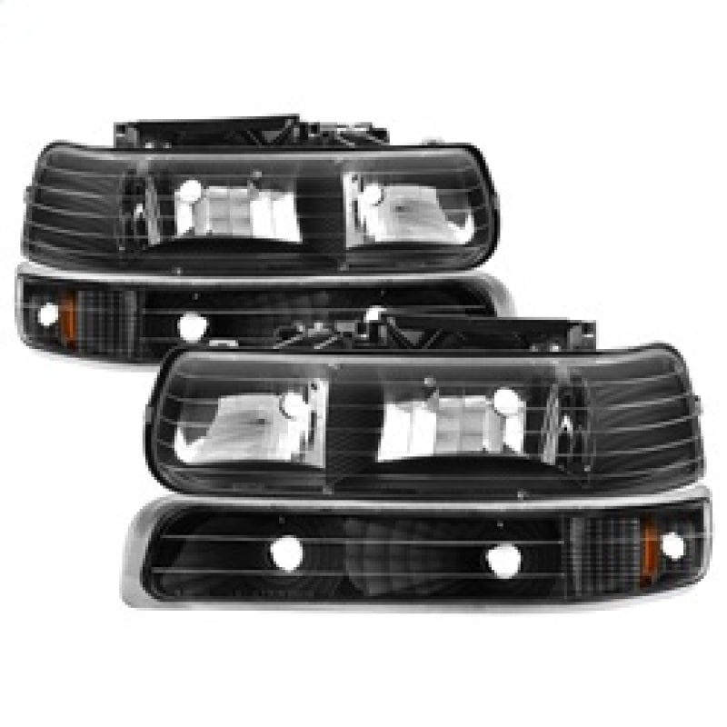 Xtune Chevy TahOE 00-06 Amber Crystal Headlights w/ Bumper Lights Black HD-JH-CSIL99-SET-AM-BK-Headlights-Deviate Dezigns (DV8DZ9)