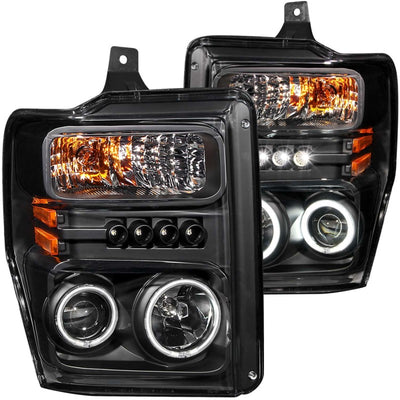 ANZO 2008-2010 Ford F-250 Projector Headlights w/ Halo Black (CCFL)-Headlights-Deviate Dezigns (DV8DZ9)