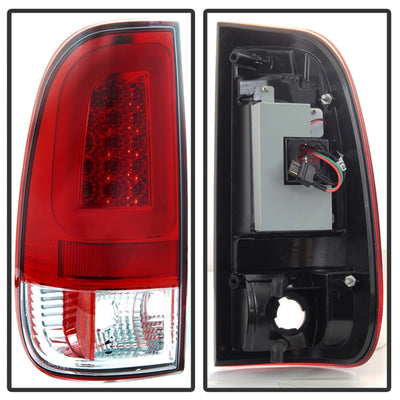 Spyder 97-03 Ford F150 Stylsd. F250 V3 Light Bar LED Tail Lights - Red/Clr ALT-YD-FF15097V3-LBLED-RC-Tail Lights-Deviate Dezigns (DV8DZ9)