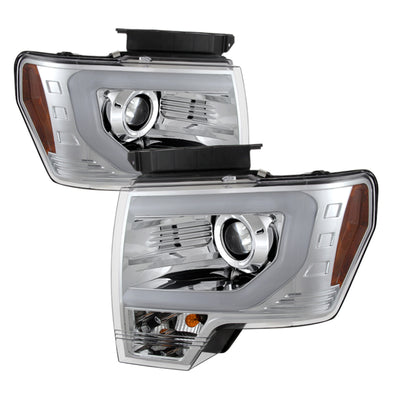 Spyder Ford F150 09-14 Projector Headlights Halogen Model- Light Bar DRL Chrm PRO-YD-FF15009-LBDRL-C-Headlights-Deviate Dezigns (DV8DZ9)