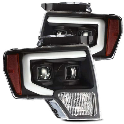 AlphaRex 09-14 Ford F-150 LUXX LED Proj Headlights Plank Style Black w/Activ Light/Seq Signal/DRL-Headlights-Deviate Dezigns (DV8DZ9)