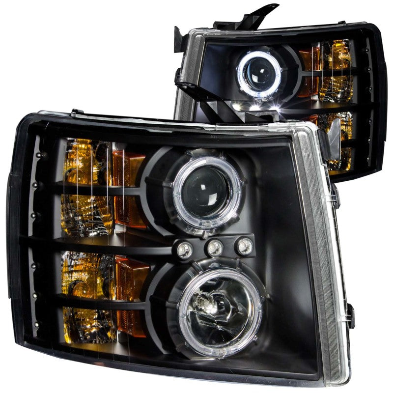 ANZO 2007-2013 Chevrolet Silverado 1500 Projector Headlights w/ Halo Black-Headlights-Deviate Dezigns (DV8DZ9)