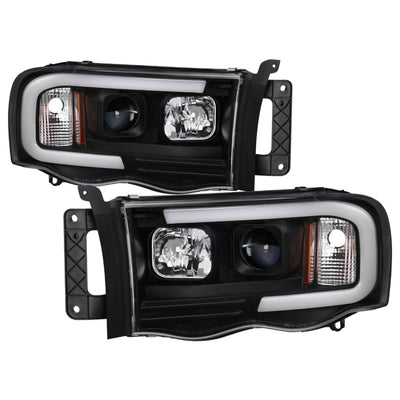Spyder 02-05 Dodge Ram 1500 Light Bar Projector Headlights - Black (PRO-YD-DR02V2-LB-BK)-Headlights-Deviate Dezigns (DV8DZ9)